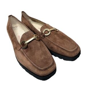 Amalfi Rangoni Loafers Womens Size 12.5 Suede Walk On Air Brown Slip On Shoes